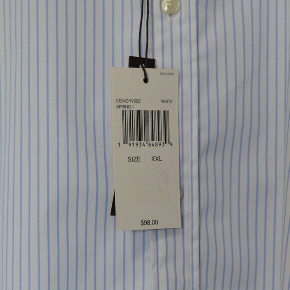 Mens Michael Kors White with Blue Trim Stretch Dress Shirt Size XXL - Picture 6 of 6